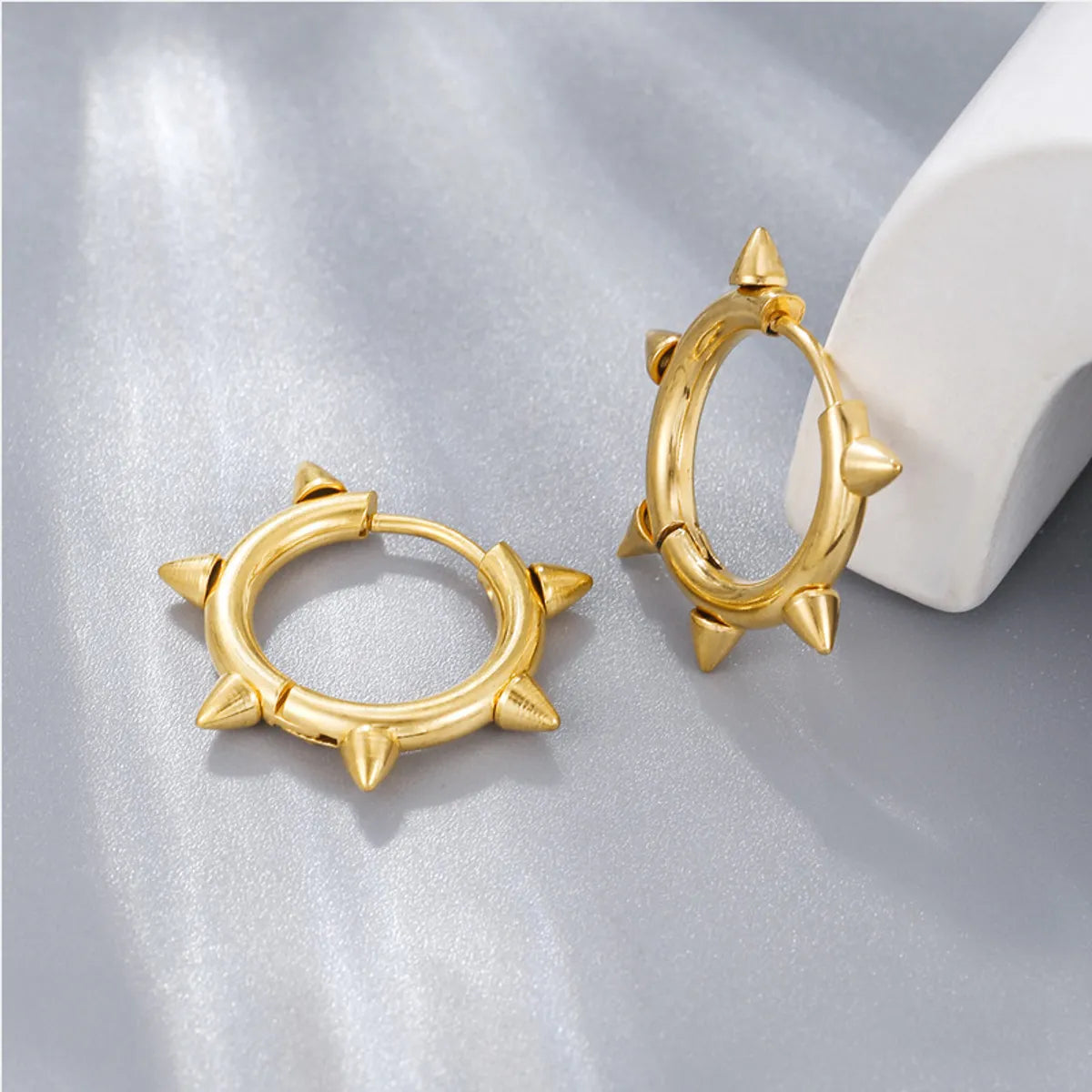 1 Pair Hip-Hop Retro Simple Style Round Plating 304 Stainless Steel Hoop Earrings