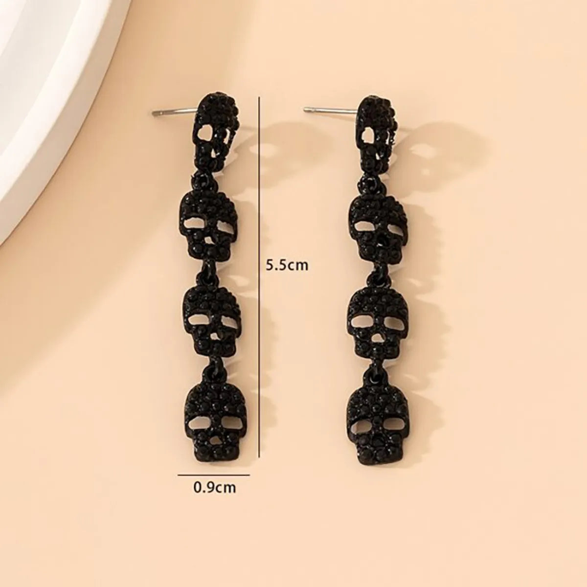 1 Pair Hip-Hop Retro Skull Plating Alloy Drop Earrings