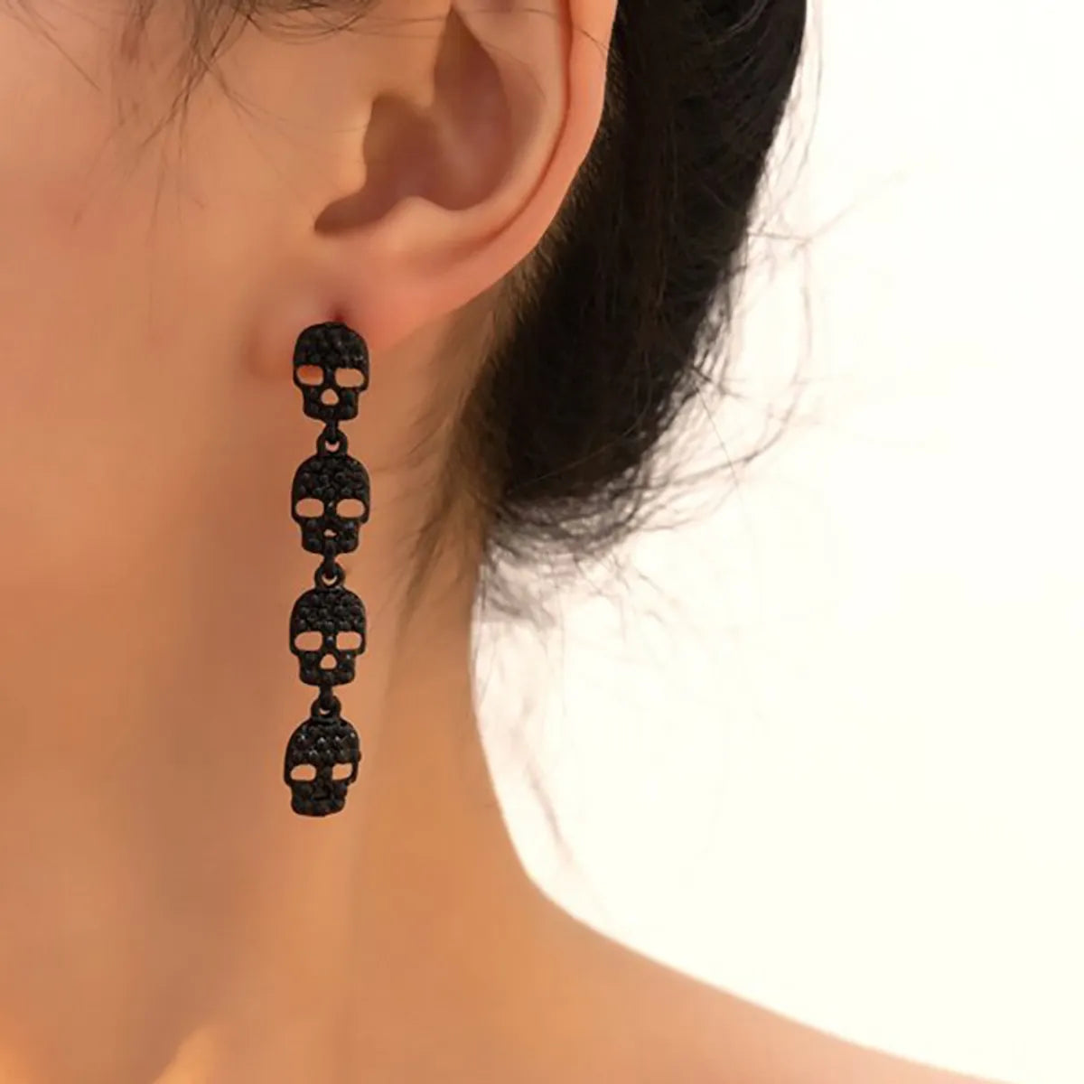 1 Pair Hip-Hop Retro Skull Plating Alloy Drop Earrings