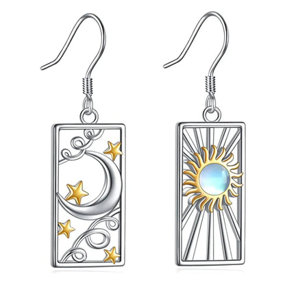 1 Pair Hip-Hop Retro Sun Star Inlay Alloy Opal Drop Earrings