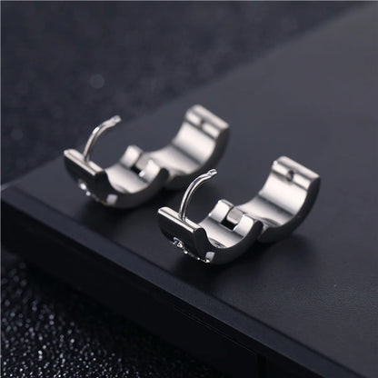 1 Pair Hip-Hop Rock Cross Round Inlay 316 Stainless Steel  Titanium Steel Zircon Earrings