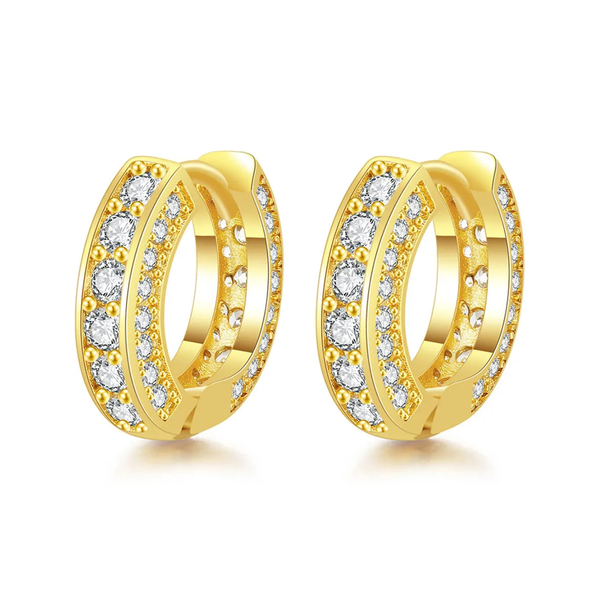 1 Pair Hip-Hop Rock Romantic Circle Inlay Artificial Crystal Copper Zircon 14K Gold Plated White Gold Plated Ear Studs