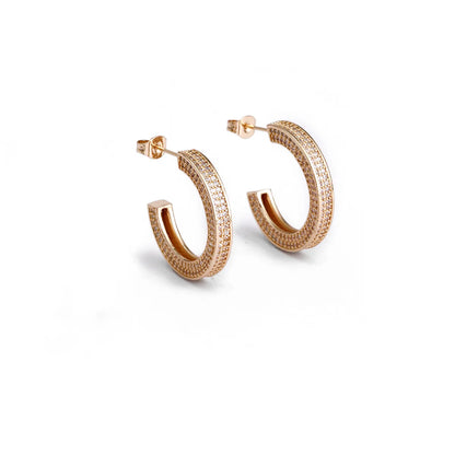 1 Pair Hip-Hop Rock Simple Style C Shape Polishing Inlay Copper Zircon 18K Gold Plated Ear Studs