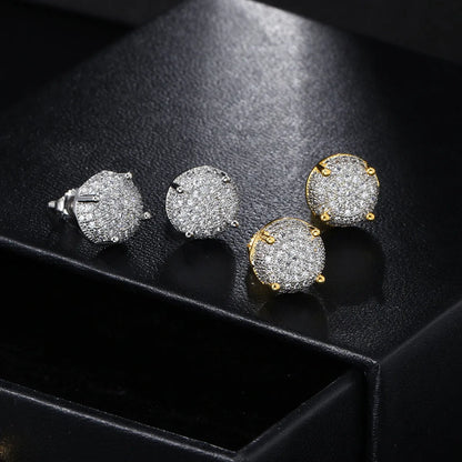 1 Pair Hip-hop Round Plating Inlay Copper Zircon Ear Studs