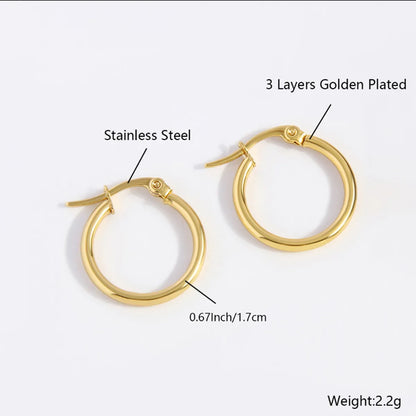 1 Pair Hip-Hop Simple Style Solid Color Plating 304 Stainless Steel Earrings