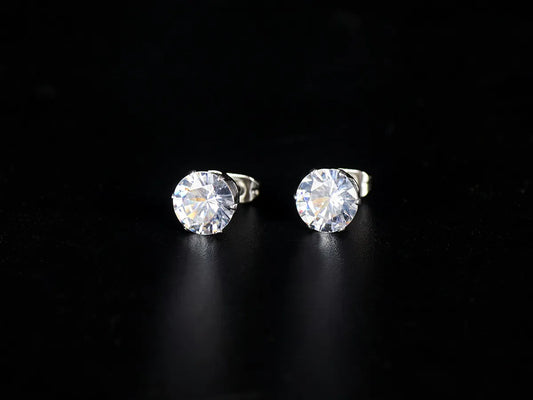 1 Pair Hip-hop Solid Color Inlay Stainless Steel Zircon Ear Studs