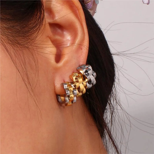 1 Pair Hip-Hop Solid Color Plating Stainless Steel Ear Studs