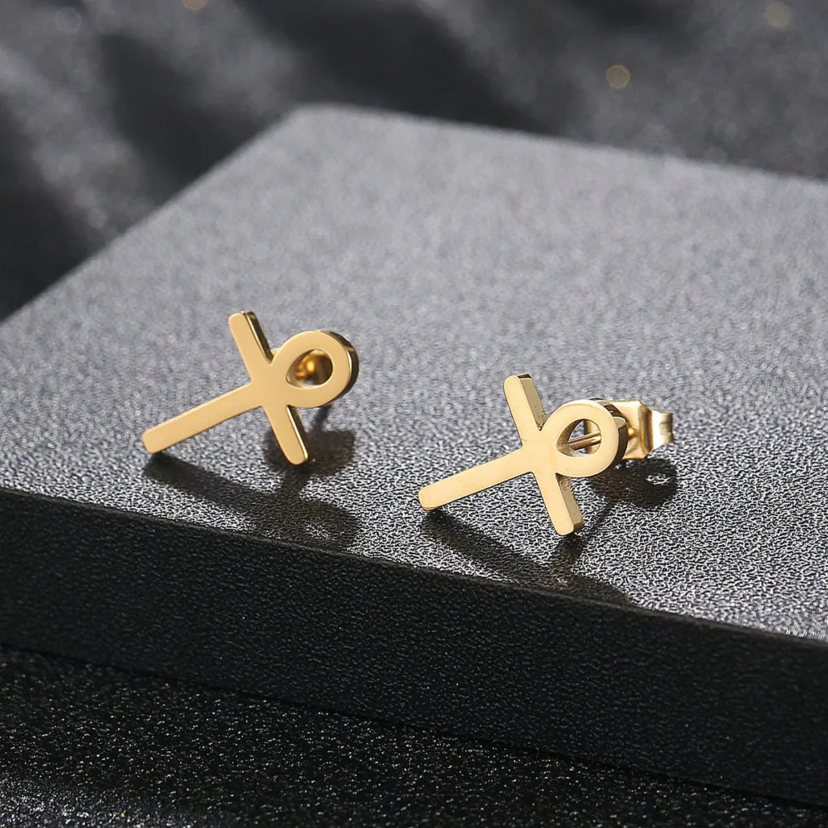 1 Pair Hip-hop Solid Color Plating Titanium Steel Gold Plated Ear Studs