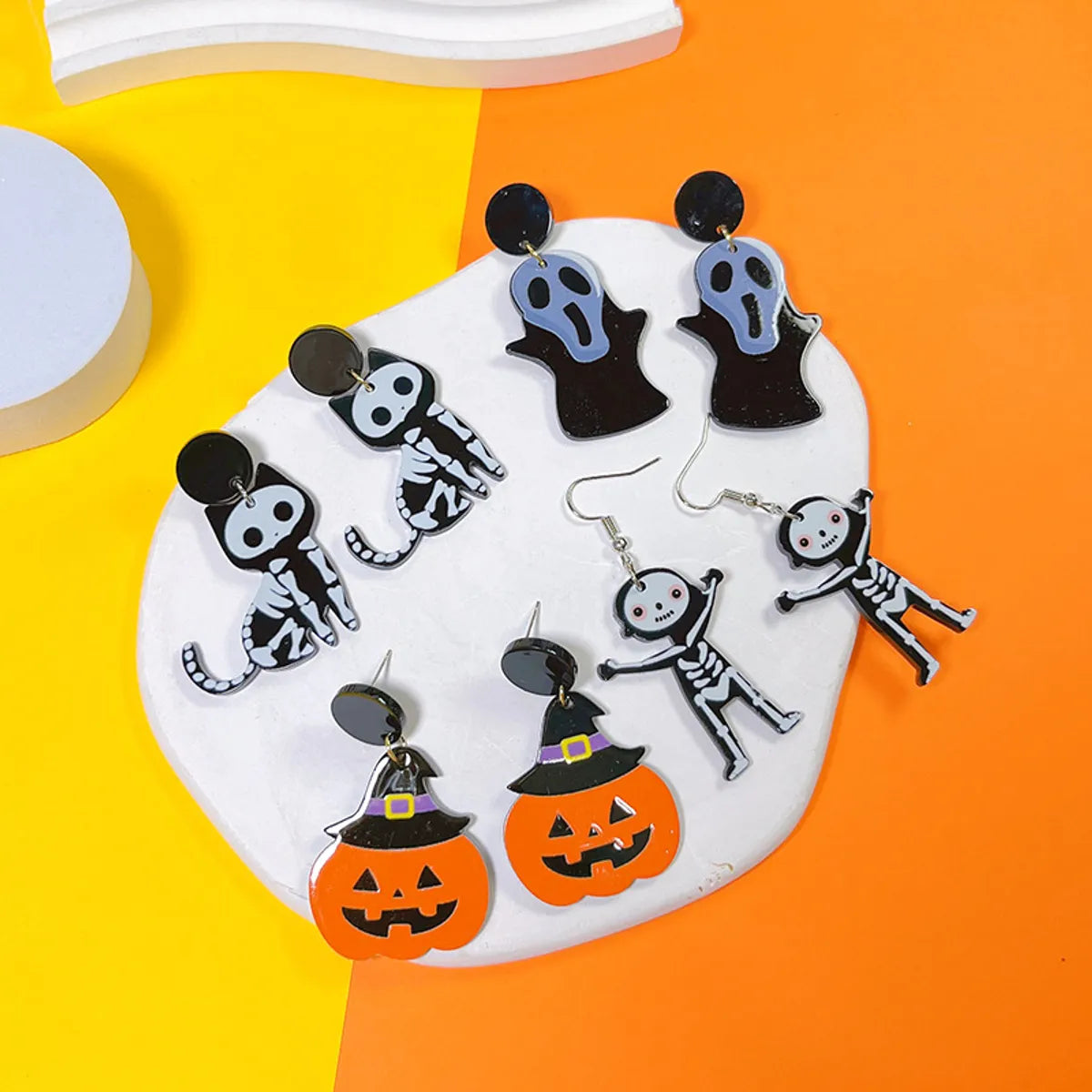 1 Pair Hip-hop Streetwear Halloween Pattern Arylic Drop Earrings