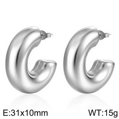 1 Pair Hip-Hop U Shape Geometric Plating Titanium Steel 18K Gold Plated Ear Studs