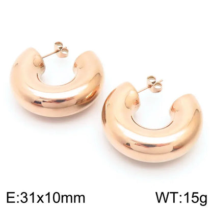 1 Pair Hip-Hop U Shape Geometric Plating Titanium Steel 18K Gold Plated Ear Studs