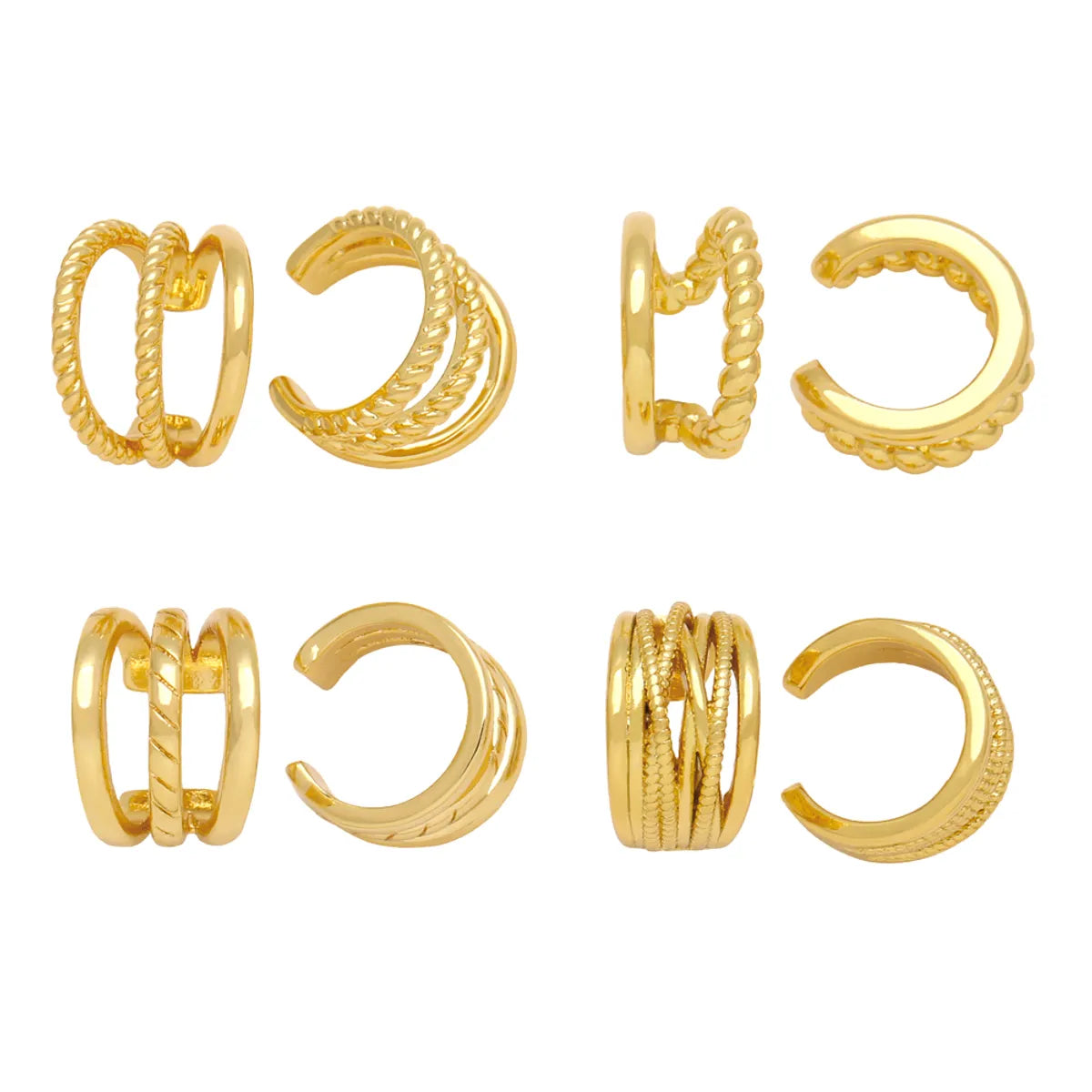 1 Pair Hip-hop Vintage Style C Shape Irregular Plating Copper 18k Gold Plated Ear Clips