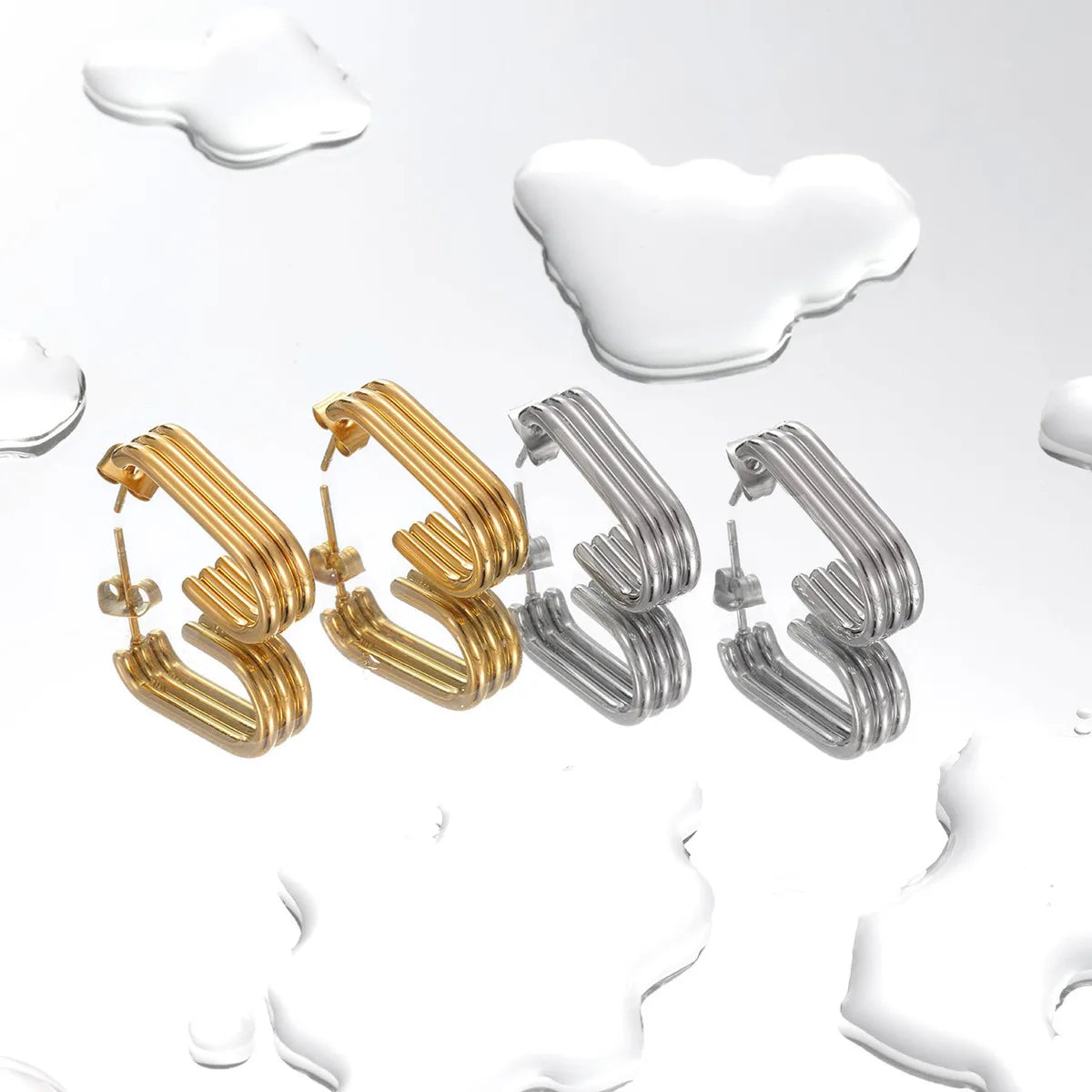 1 Pair Hip-Hop Vintage Style Commute C Shape 304 Stainless Steel White Gold Plated Gold Plated Ear Studs