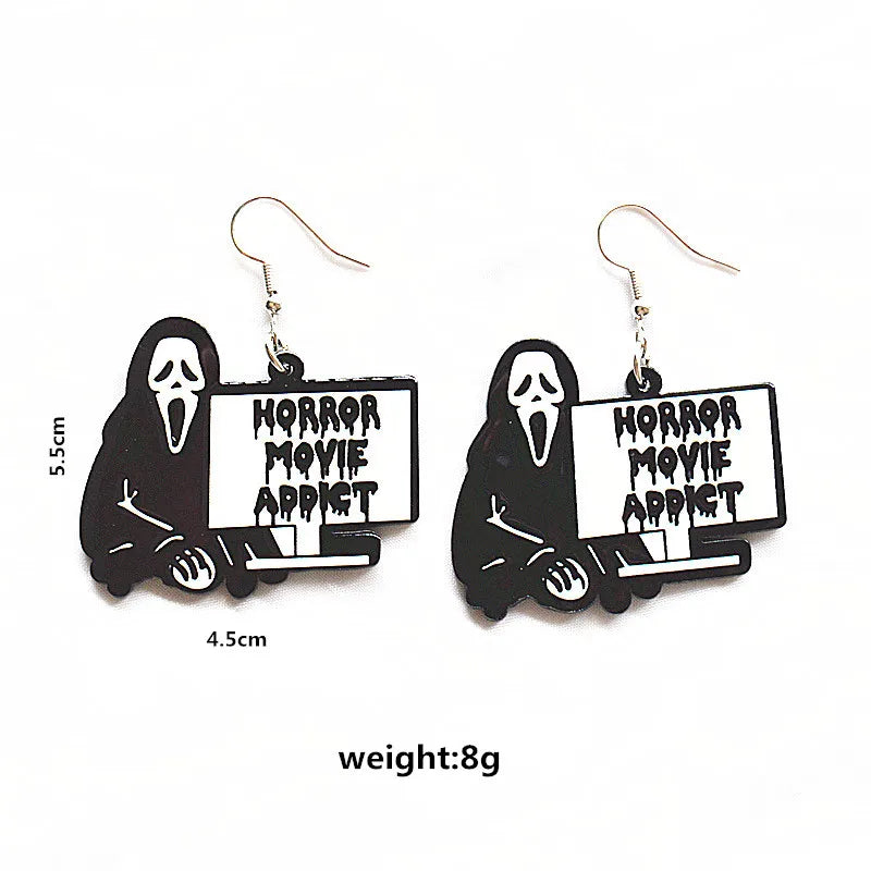 1 Pair Hip-Hop Vintage Style Funny Halloween Pattern Arylic Drop Earrings