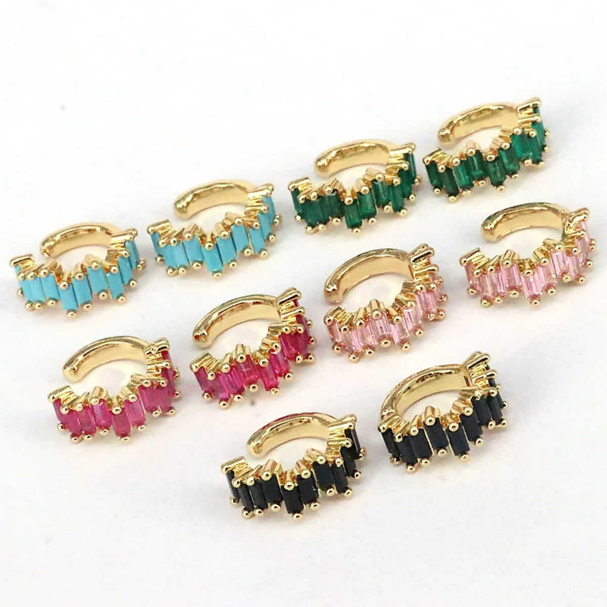 1 Pair Hip-hop Vintage Style Semicircle Plating Inlay Copper Zircon Gold Plated Ear Cuffs