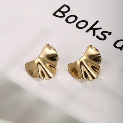 1 Pair Hip-hop Xuping Plant Solid Color Plating Stainless Steel 14k Gold Plated Ear Studs