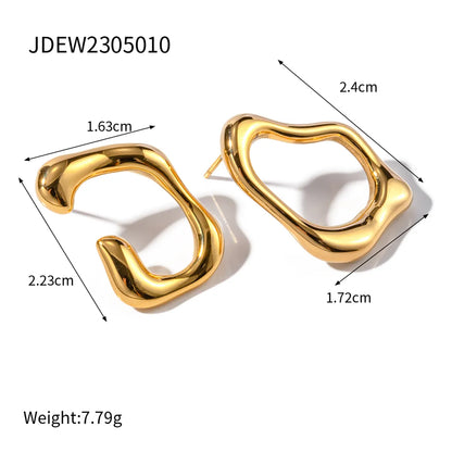 1 Pair Ig Style Asymmetrical Plating Stainless Steel 18k Gold Plated Ear Studs