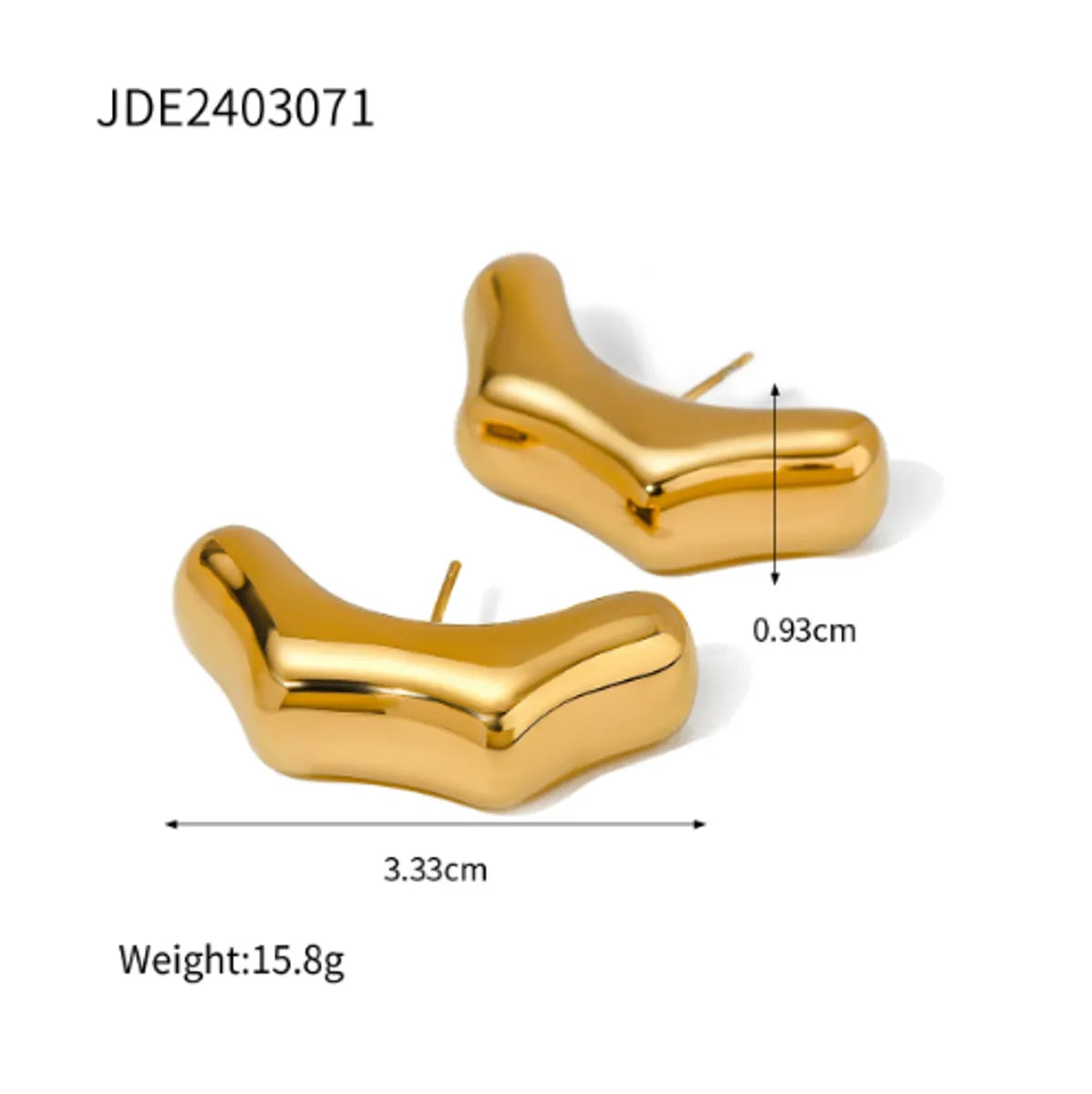 1 Pair IG Style Basic Classic Style Bamboo Solid Color Plating 316 Stainless Steel  18K Gold Plated Ear Studs