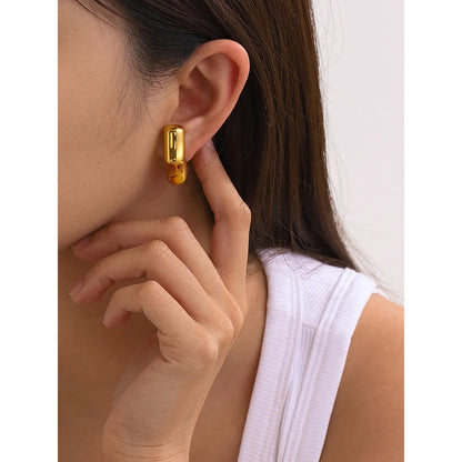 1 Pair IG Style Basic Classic Style Bamboo Solid Color Plating 316 Stainless Steel  18K Gold Plated Ear Studs