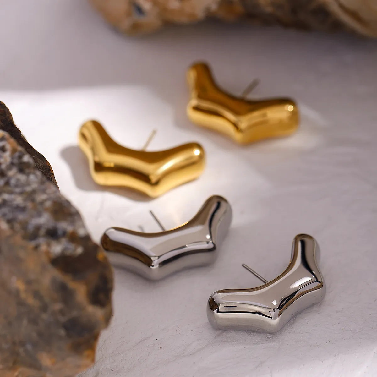 1 Pair IG Style Basic Classic Style Bamboo Solid Color Plating 316 Stainless Steel  18K Gold Plated Ear Studs