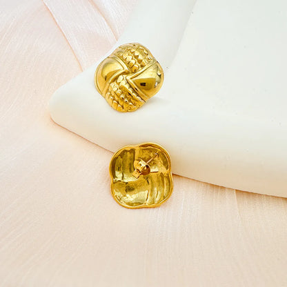 1 Pair IG Style Basic Commute Argyle 304 Stainless Steel 18K Gold Plated Ear Studs