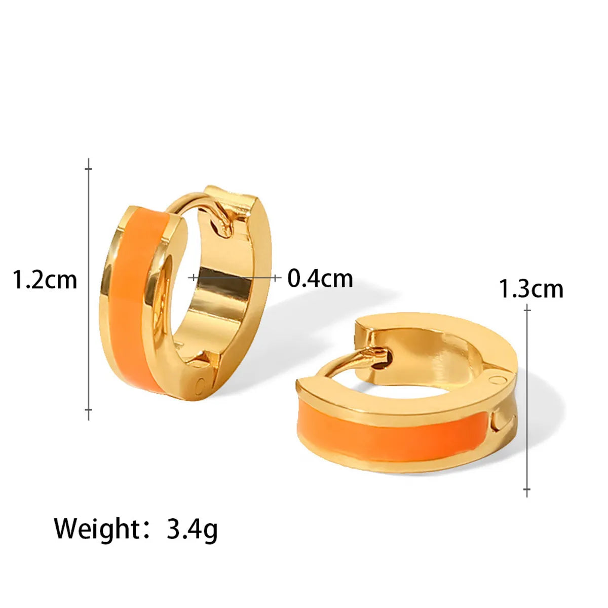 1 Pair IG Style Basic French Style Colorful Enamel Plating Inlay 304 Stainless Steel 14K Gold Plated Earrings