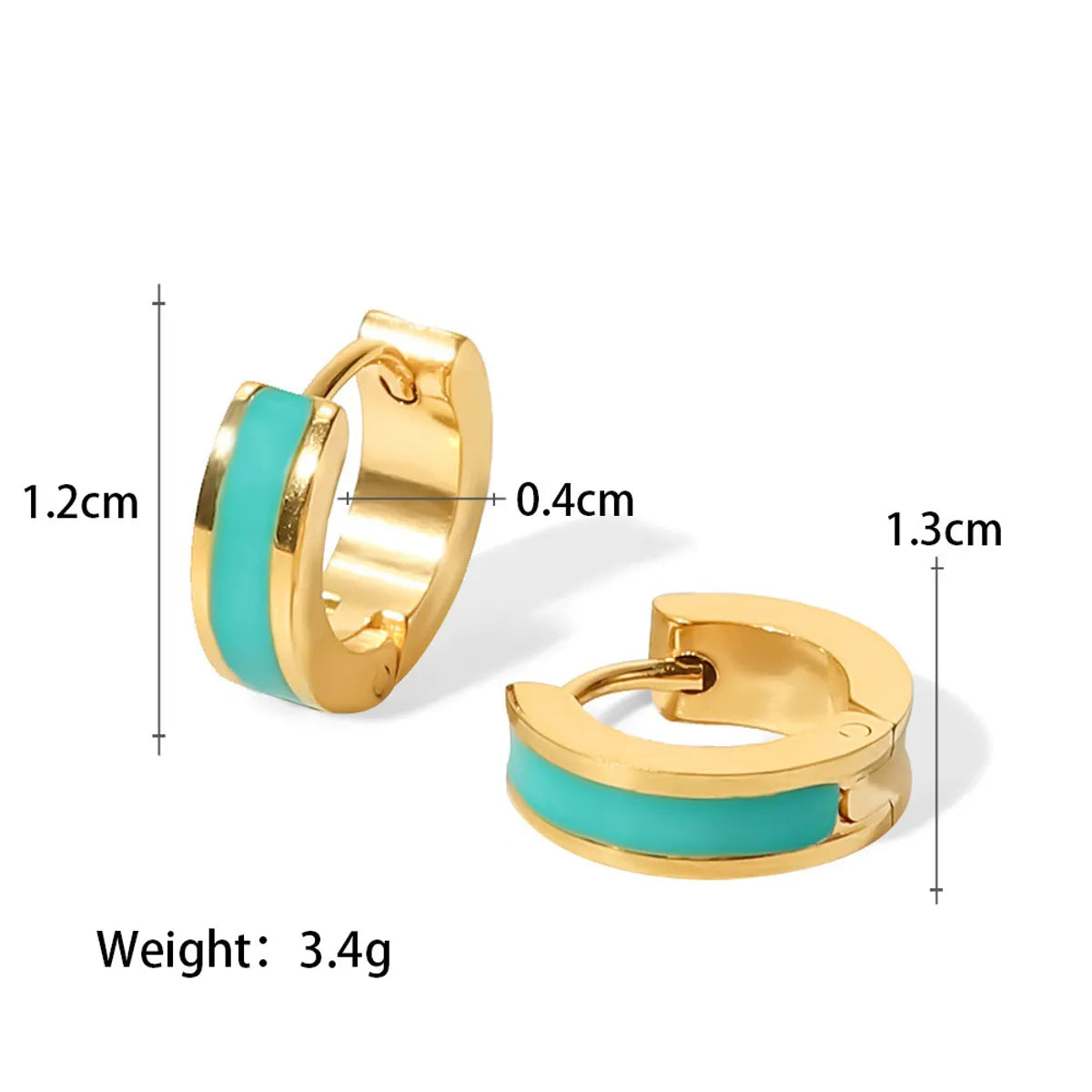 1 Pair IG Style Basic French Style Colorful Enamel Plating Inlay 304 Stainless Steel 14K Gold Plated Earrings