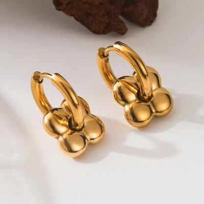 1 Pair IG Style Basic French Style Solid Color Flower Plating 304 Stainless Steel 18K Gold Plated Drop Earrings