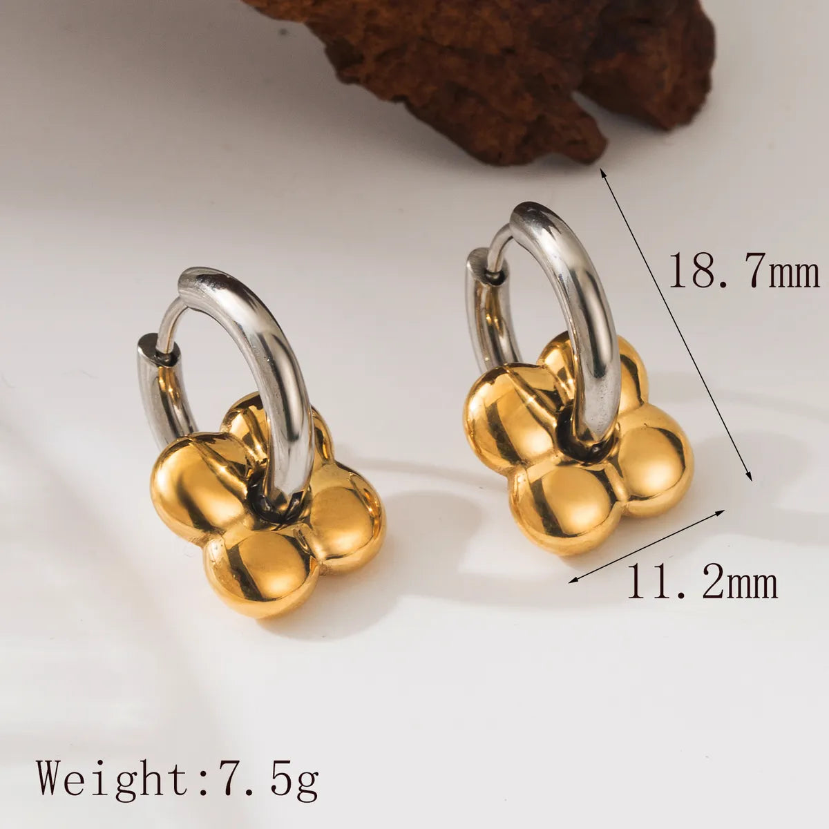 1 Pair IG Style Basic French Style Solid Color Flower Plating 304 Stainless Steel 18K Gold Plated Drop Earrings