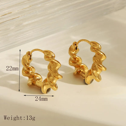 1 Pair IG Style Basic Geometric 304 Stainless Steel 18K Gold Plated Hoop Earrings