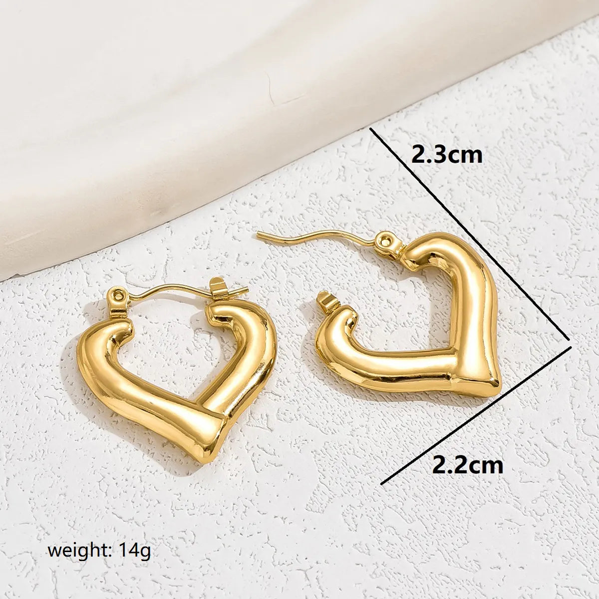 1 Pair Ig Style Basic Heart Shape Plating Stainless Steel 18k Gold Plated Earrings