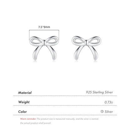 1 Pair Ig Style Basic Simple Style Bow Knot Plating Sterling Silver Silver Plated Ear Studs