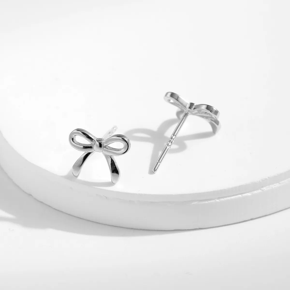 1 Pair Ig Style Basic Simple Style Bow Knot Plating Sterling Silver Silver Plated Ear Studs