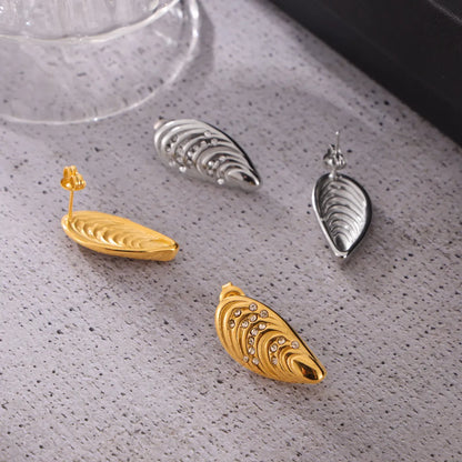 1 Pair IG Style Beach Commute Solid Color Shell 304 Stainless Steel 18K Gold Plated Ear Studs