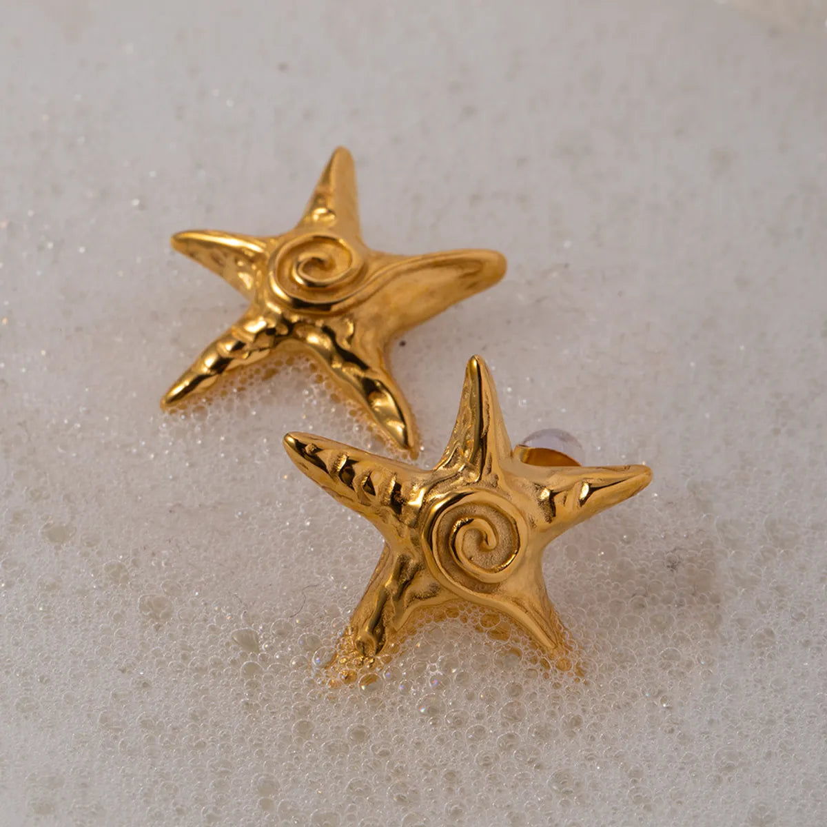 1 Pair IG Style Beach Pentagram Stainless Steel Titanium Steel 18K Gold Plated Ear Studs