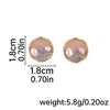 1 Pair IG Style Beach Round Enamel Inlay Copper Freshwater Pearl 18K Gold Plated Silver Plated Ear Studs