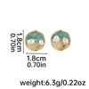 1 Pair IG Style Beach Round Enamel Inlay Copper Freshwater Pearl 18K Gold Plated Silver Plated Ear Studs