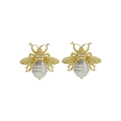 1 Pair Ig Style Bee Imitation Pearl Alloy Ear Studs