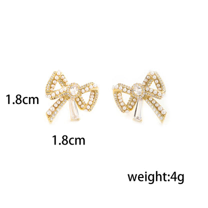 1 Pair Ig Style Bow Knot Plating Copper Ear Studs