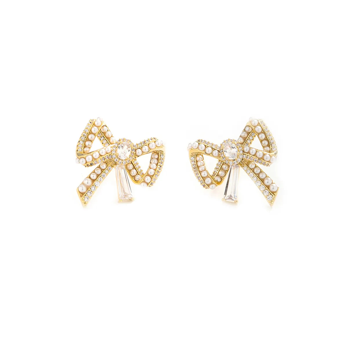 1 Pair Ig Style Bow Knot Plating Copper Ear Studs