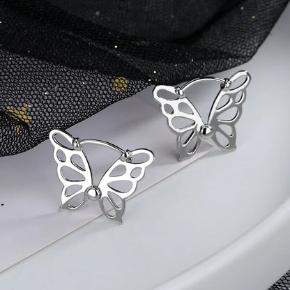 1 Pair Ig Style Butterfly Hollow Out Copper Ear Studs