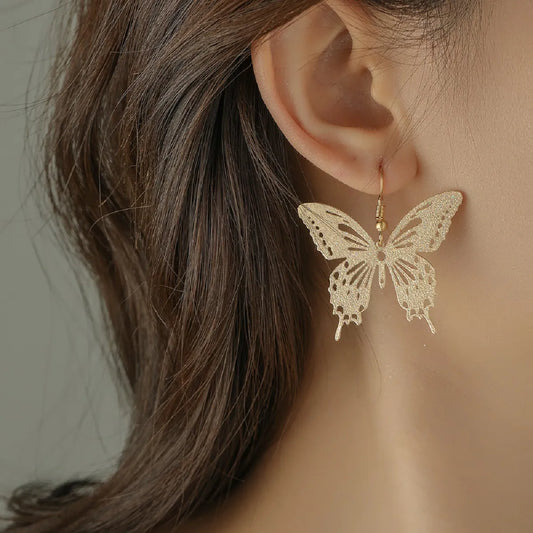 1 Pair Ig Style Butterfly Plating Hollow Out Metal Drop Earrings