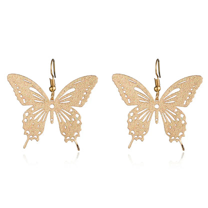 1 Pair Ig Style Butterfly Plating Hollow Out Metal Drop Earrings