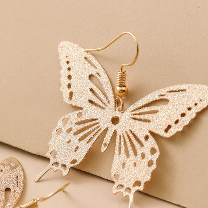 1 Pair Ig Style Butterfly Plating Hollow Out Metal Drop Earrings