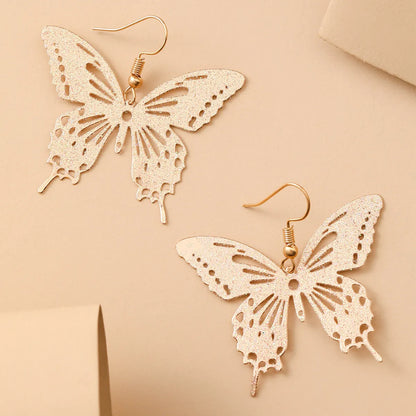 1 Pair Ig Style Butterfly Plating Hollow Out Metal Drop Earrings