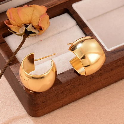 1 Pair Ig Style C Shape Copper 18k Gold Plated Ear Studs