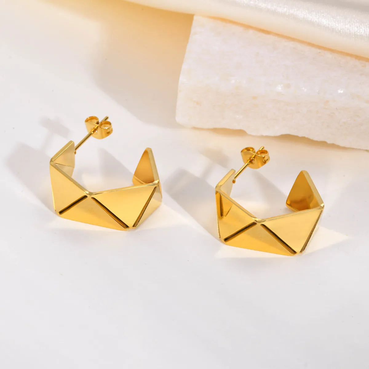 1 Pair Ig Style C Shape Irregular Plating Stainless Steel 18k Gold Plated Ear Studs