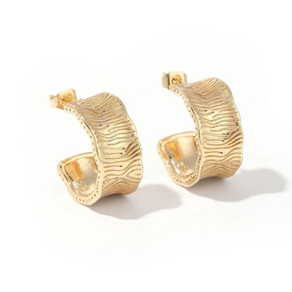 1 Pair Ig Style C Shape Plating Copper 18k Gold Plated Earrings