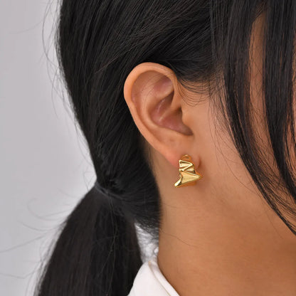 1 Pair Ig Style C Shape Plating Pleated Stainless Steel 18k Gold Plated Ear Studs