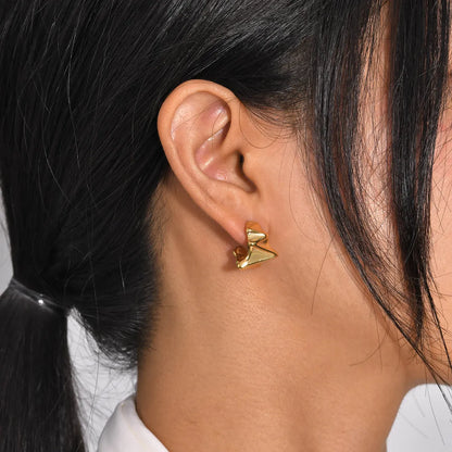 1 Pair Ig Style C Shape Plating Pleated Stainless Steel 18k Gold Plated Ear Studs